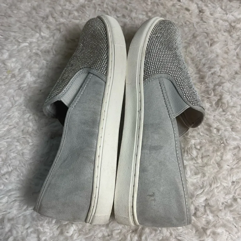 Torrid wide with Gray fabric Rhinestones embellishment slip on sneakers SZ 9.5WW